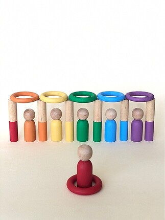  Beden Waldorf Montessori Ahşap Oyuncak Renkli Eğitici Set