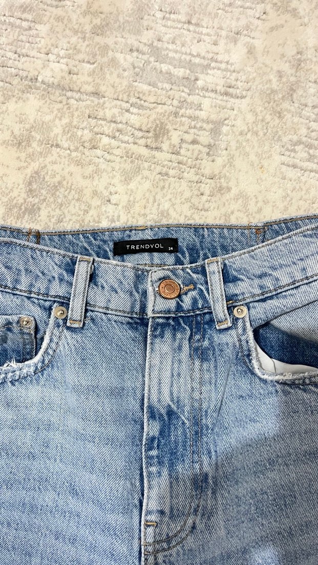 Kadın Gri Mavi Bol Kesim Jean - Görsel 3