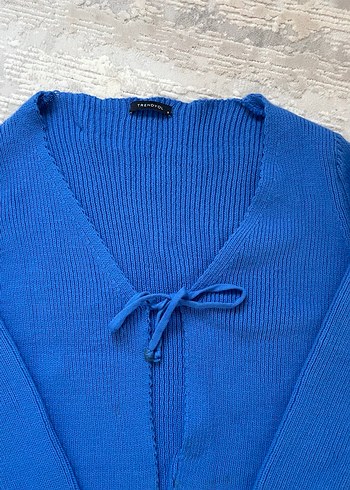 Mavi Örme Kalın Kadın Hırka - Görsel 2