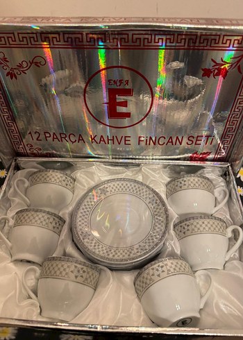 Enfa 12 Parça Beyaz Gri Kahve Fincan Seti - Görsel 2