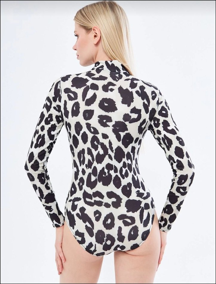 LEOPAR Desenli Uzun Kollu Mini Mayo - Görsel 2