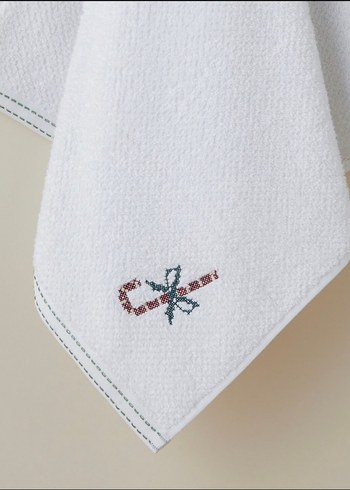 3 ADET Pamuk Nakışlı Yüz Havlusu 50x80 cm - Görsel 3