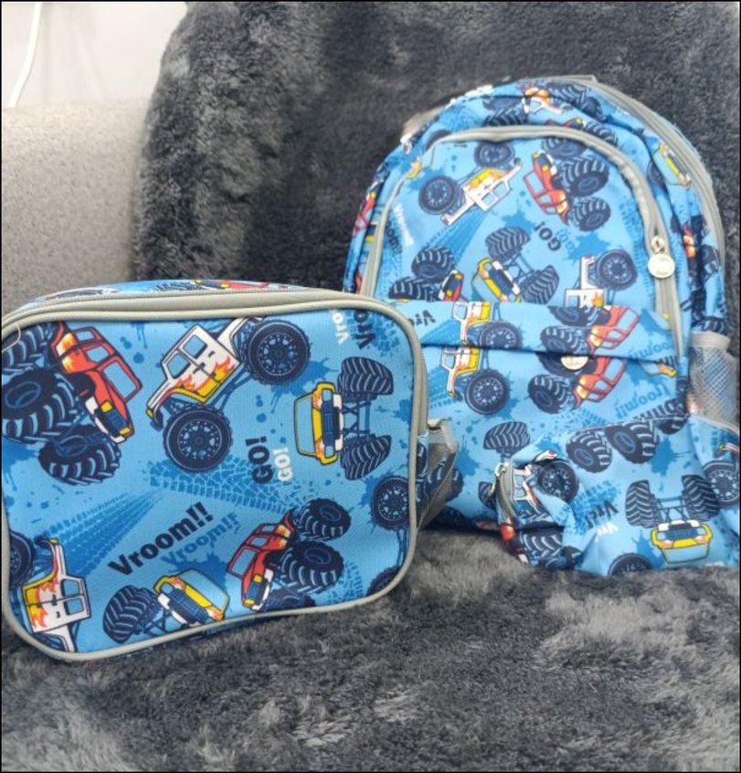 Renkli Mavi Çocuk Okul Çantası Seti - Görsel 5