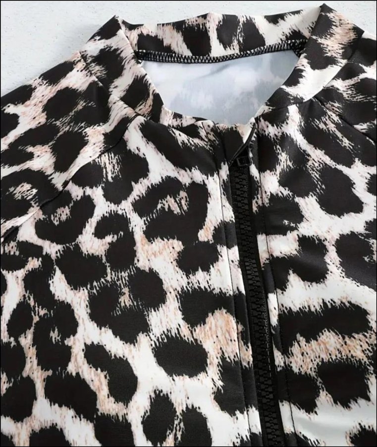 Leopar Desenli Fermuarlı Sörf Mayosu - Görsel 3