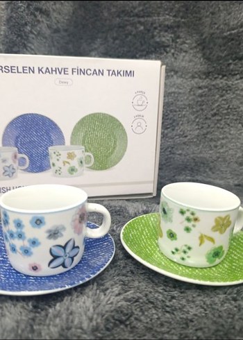 Orselen Renkli Kahve Fincan Takımı2Lİ FİNCAN TAKIMI CİCEKLİ - Görsel 4