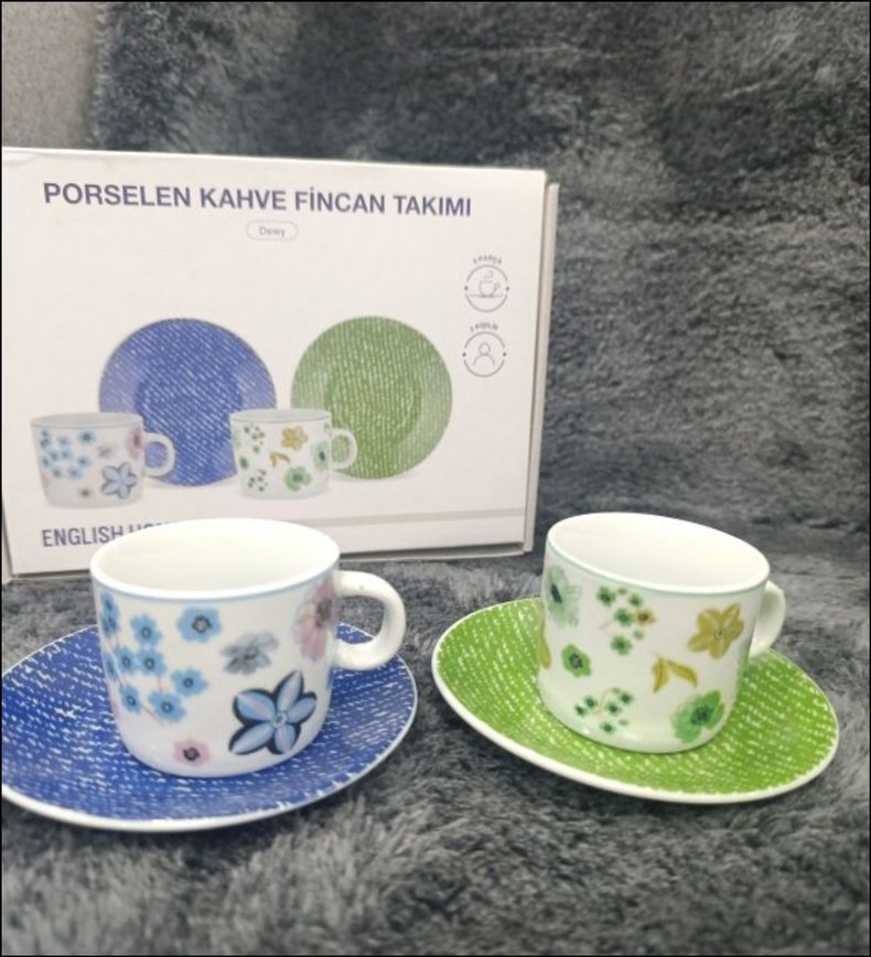 Orselen Renkli Kahve Fincan Takımı2Lİ FİNCAN TAKIMI CİCEKLİ - Görsel 4