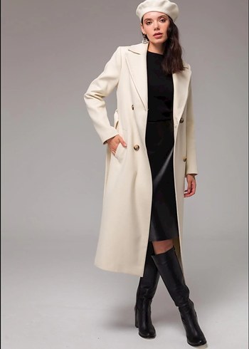 Kruvaze Belden Bağlamalı Kuşaklı Kaban EKRU Regular Fit - Görsel 2