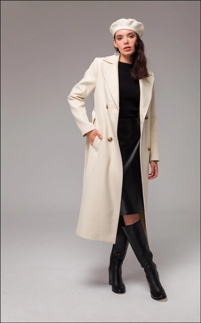 Kruvaze Belden Bağlamalı Kuşaklı  Kaban EKRU Regular Fit - Görsel 2