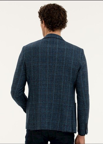 P.Mavi Slim Fit Yün Kaşmir Karışım CEKET - Görsel 4