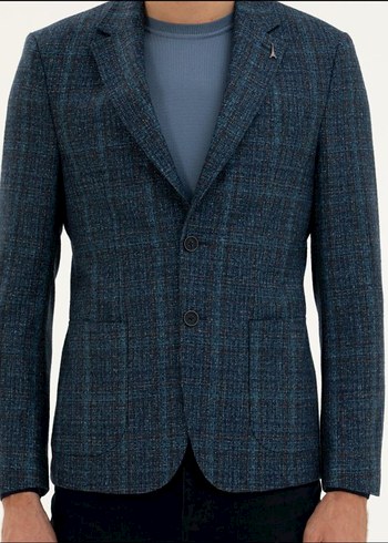 P.Mavi Slim Fit Yün Kaşmir Karışım CEKET - Görsel 3