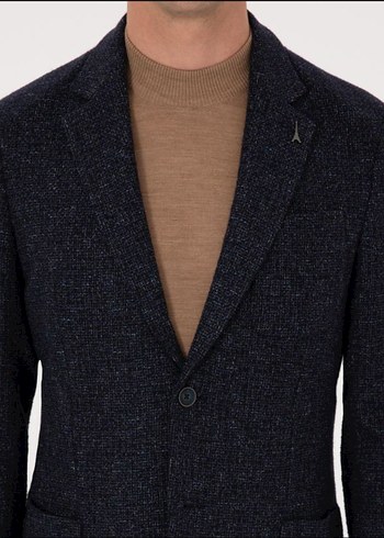 Lacivert Slim Yün Karışımlı Spor Ceket - Görsel 2