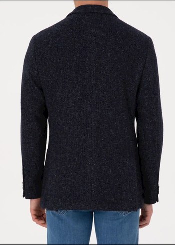 Lacivert Slim Yün Karışımlı Spor Ceket - Görsel 3