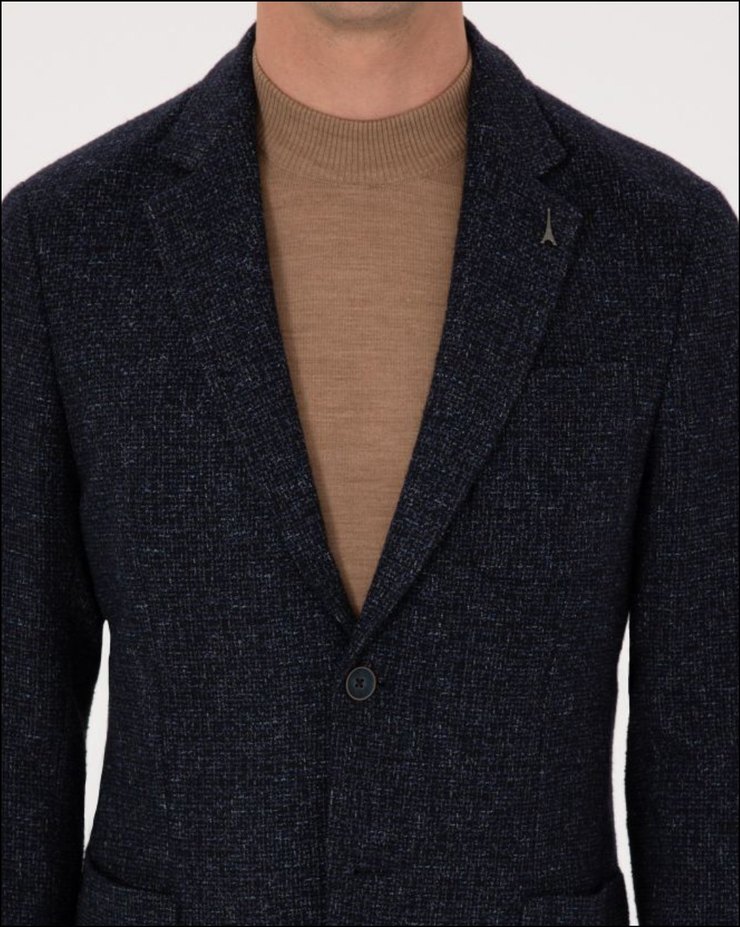 Lacivert Slim Yün Karışımlı Spor Ceket - Görsel 2