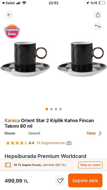 Karaca 2li kahve fincan takımı