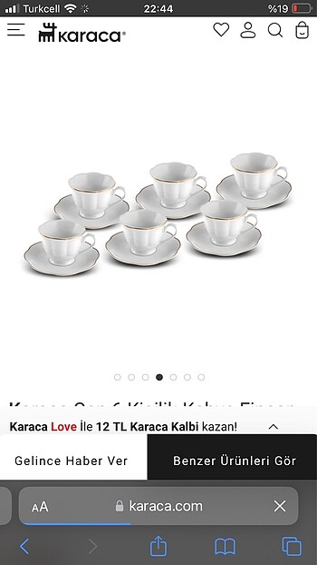 Karaca 6?lı kahve fincanı takımı