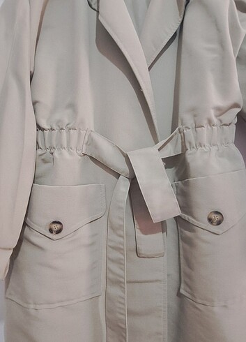Açık haki renk oversize trençkot