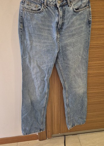 36 Beden mavi Renk Kadın Gri Midi Boy Bol Kesim Denim Jean