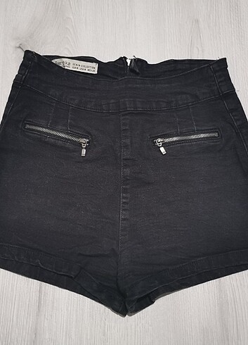 BERSHKA Siyah Mini Kot Şort 