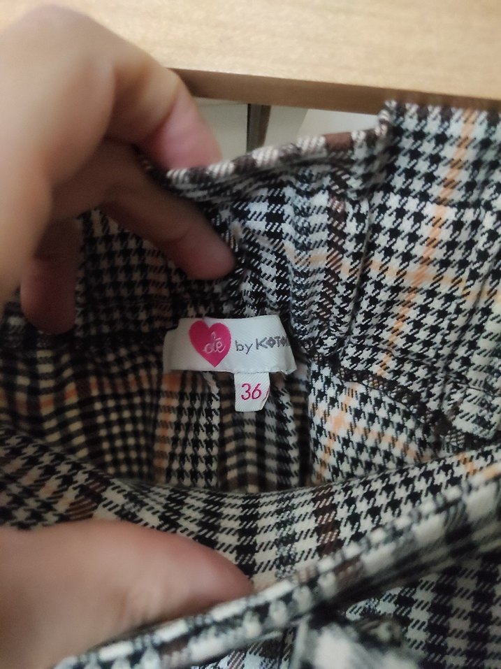 Düğmeli Ekoseli Mini Kadın Etek - Görsel 3