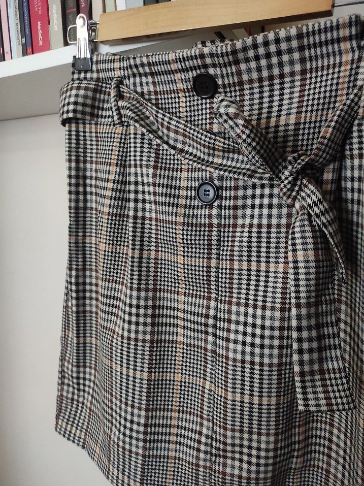 Düğmeli Ekoseli Mini Kadın Etek - Görsel 2