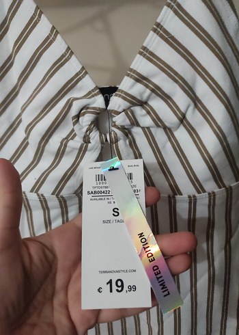 Çizgili İp Askılı Kadın Mayo/ bodysuit - Görsel 2