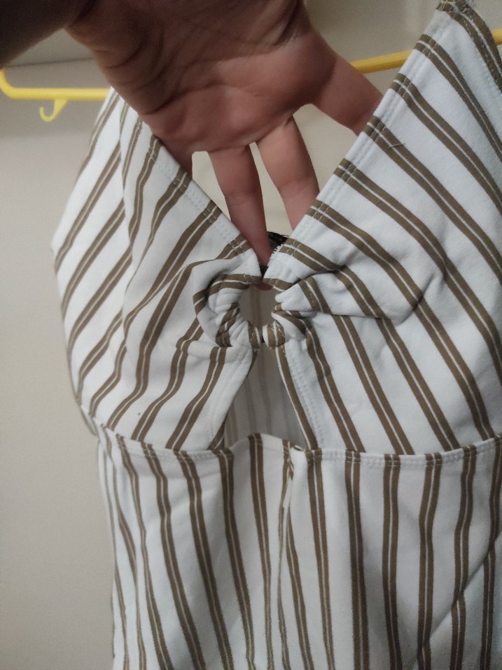 Çizgili İp Askılı Kadın Mayo/ bodysuit - Görsel 4