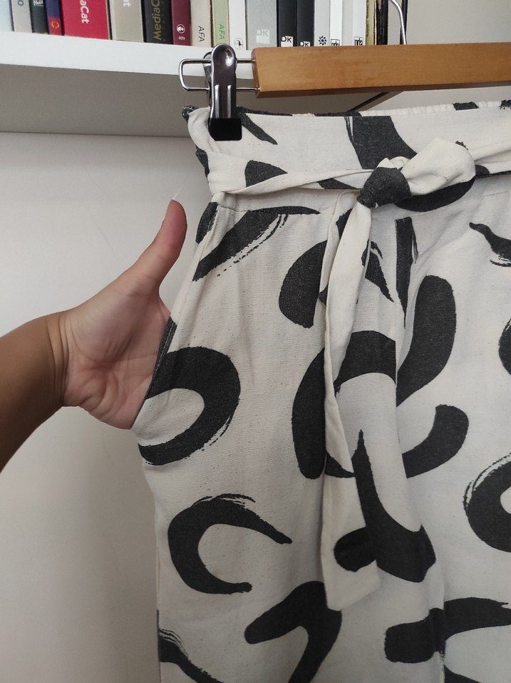 Desenli keten pantolon - Görsel 2