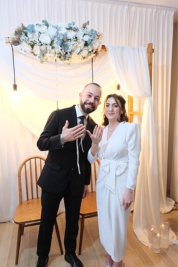 m Beden beyaz Renk Alfabeta beyaz elbise