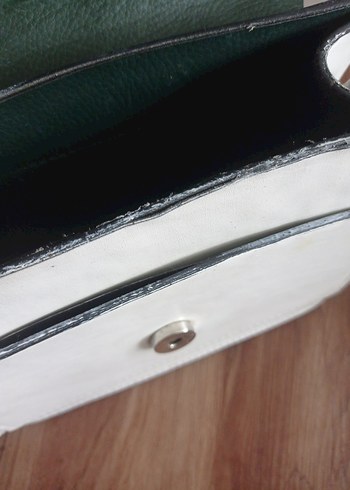 Beyaz Deri Kadın Çanta Tokalı - Görsel 5