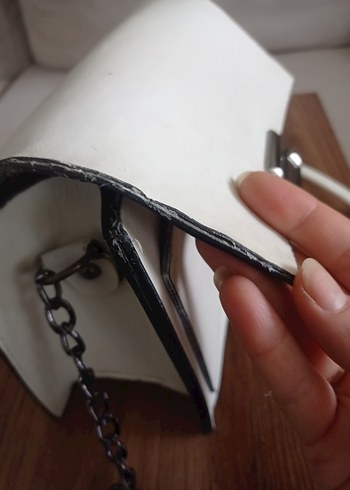 Beyaz Deri Kadın Çanta Tokalı - Görsel 3