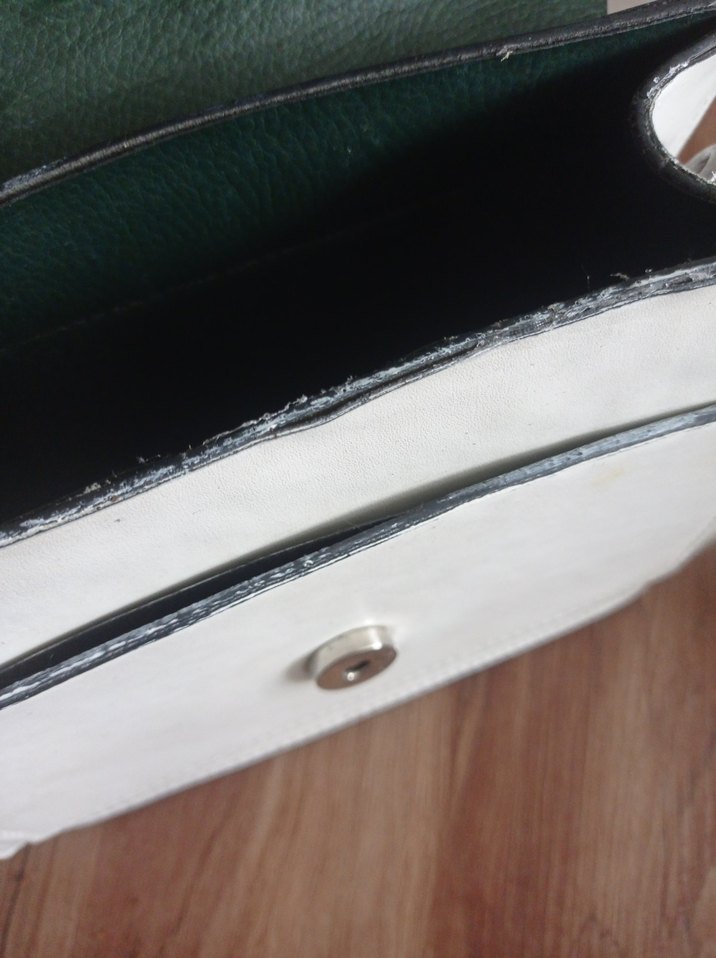 Beyaz Deri Kadın Çanta Tokalı - Görsel 5