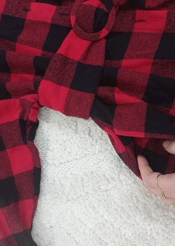 ekoseli Düğmeli Kadın Gömlek elbise - Görsel 4