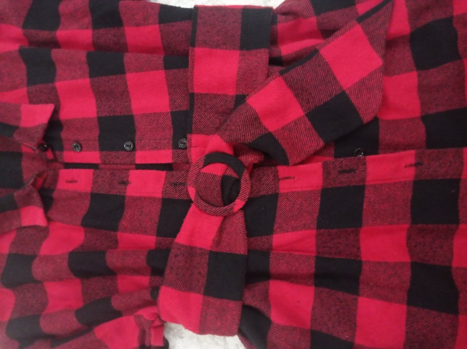 ekoseli Düğmeli Kadın Gömlek elbise - Görsel 3