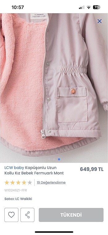 6-9 Ay Beden pembe Renk Bebek mont