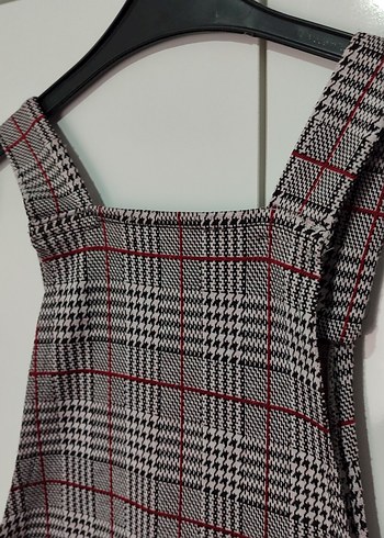 Ekose Desenli Salopet Elbise - Görsel 4