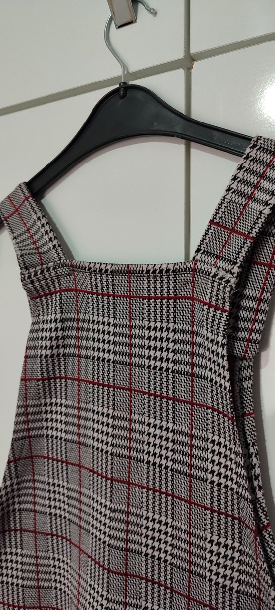 Ekose Desenli Salopet Elbise - Görsel 4