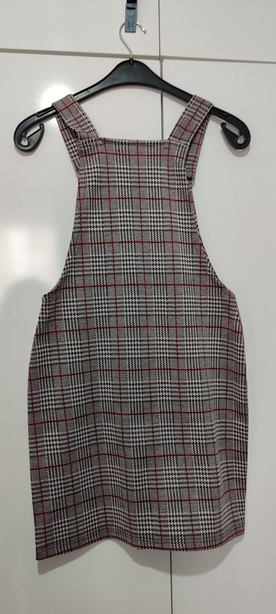 Ekose Desenli Salopet Elbise - Görsel 2