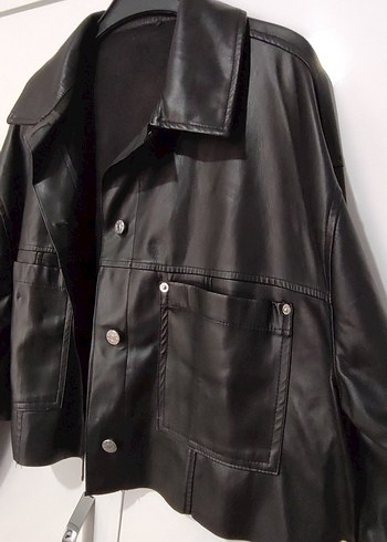 Suni Deri Mevsimlik Oversize Ceket - Görsel 7