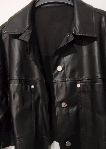 Suni Deri Mevsimlik Oversize Ceket - Görsel 6