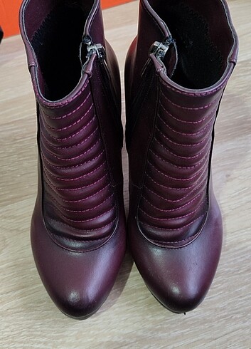 36 Beden bordo Renk Topuklu Bordo Bot
