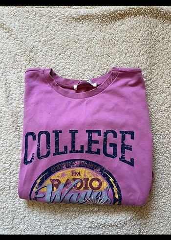 Pembe- Baskılı Kadın Sweatshirt