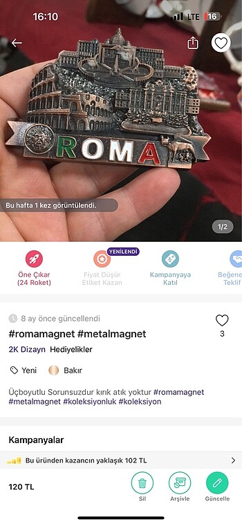 Üç adet magnet