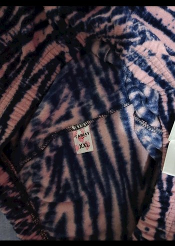 46 Beden Kadın Pembe Zebra Desenli Rahat pijama altı
