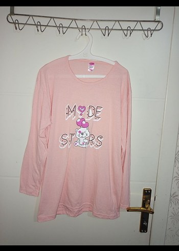 Pembe Uzun Kollu Baskılı pijama takımı