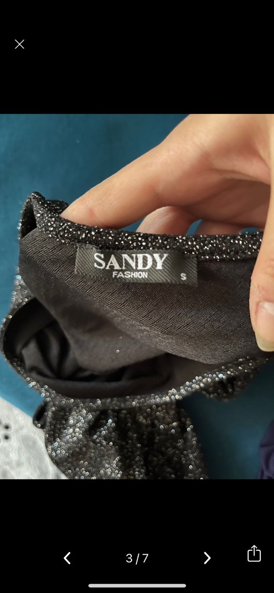 Tek Kollu Parlak Siyah Mini Elbise - Görsel 3