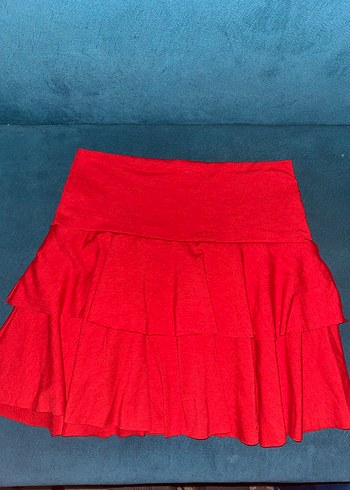 Koton Kırmızı ve mavi Fırfırlı Mini Etek