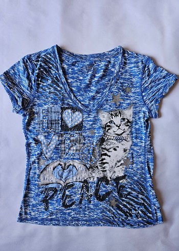 Kedi desenli T shirt