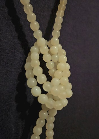 Beyaz Boncuklu Kadın Kolye - Görsel 2