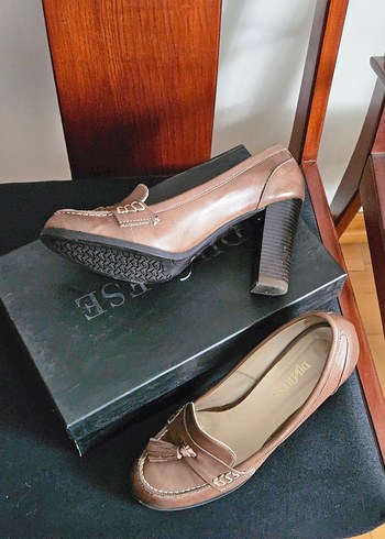 Divarese Bej Deri Kadın Topuklu Ayakkabı - Görsel 2