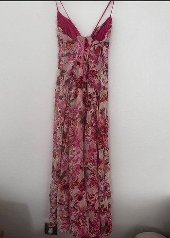 Pembe Bohem Uzun Askılı kuşaklı uçuş uçuş havuz başı  Elbise - Görsel 2